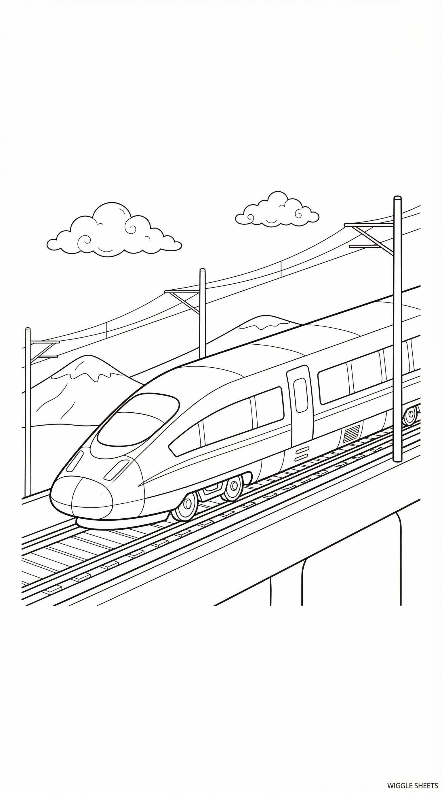 Bullet Train Track Coloring Page